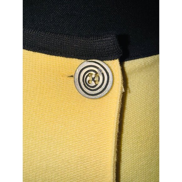 Koret XL Yellow Black Novelty Cardigan Cityscape Print Cotton Artsy Boho Travel - Picture 11 of 11